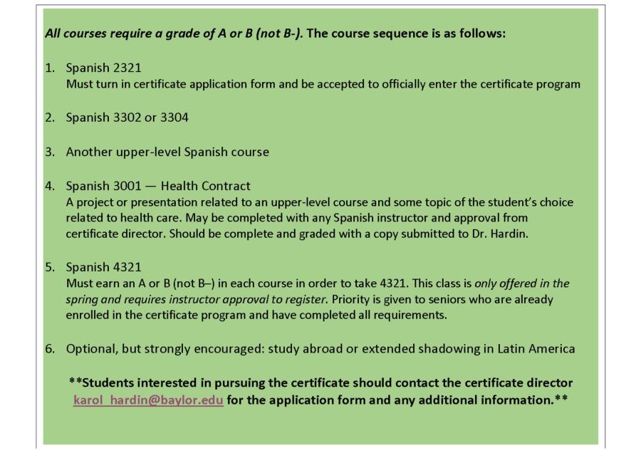 Certificate in Spanish for Health Professions